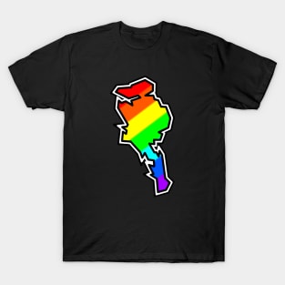 Quadra Island Silhouette in Rainbow Colours - DIscovery Islands Gift - Quadra T-Shirt